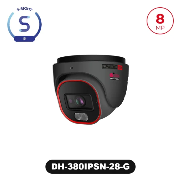 DH-380IPSN-28-G 8MP Fixed Lens Dome/Turret Camera with Hybrid LED – Grey